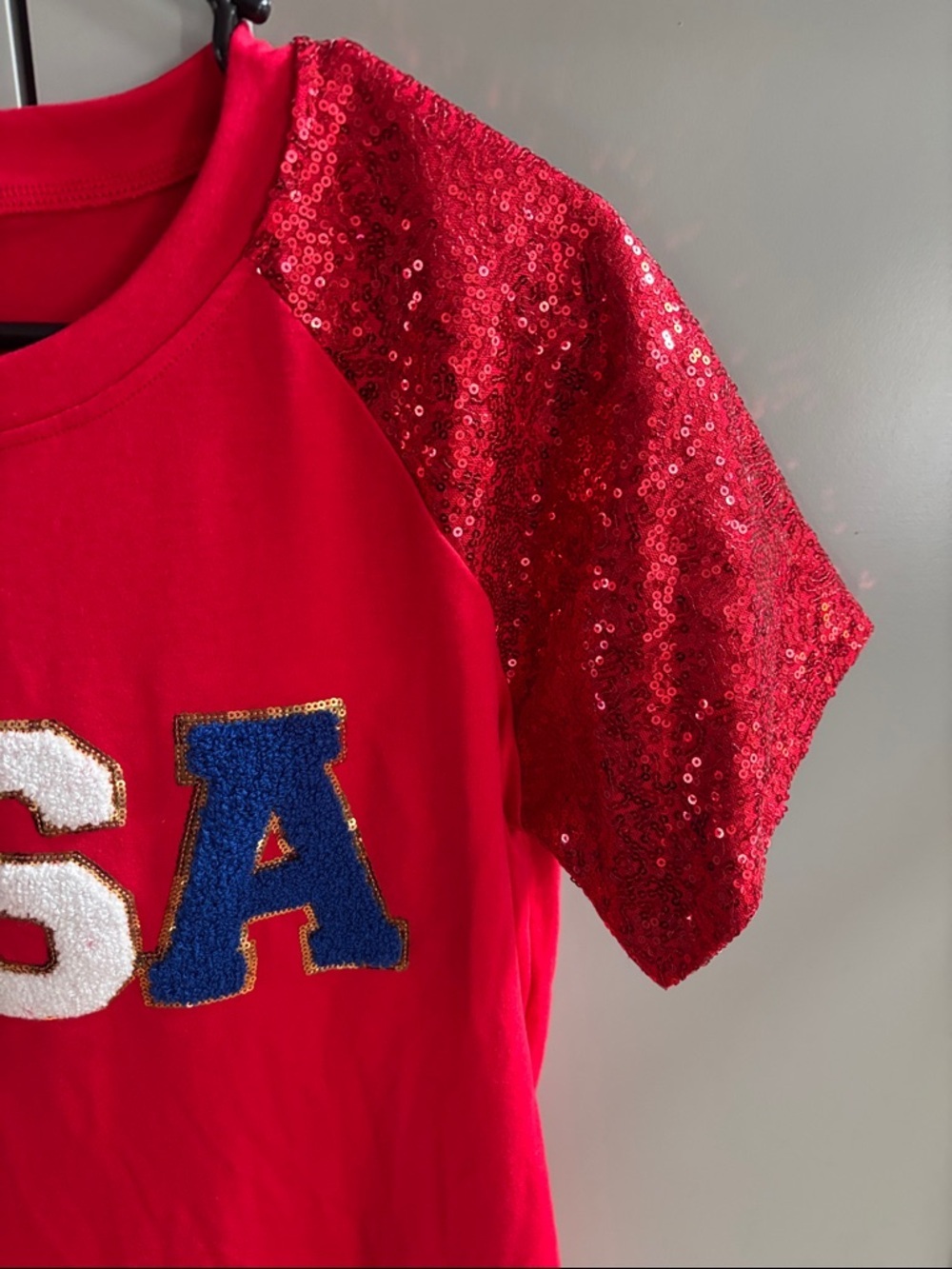 Patriotic Red USA Graphic Tee. 4th of July. Patriotic! Bling S - Picture 3 of 4
